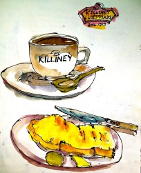 Kopi O and a French toast served with kaya and butter