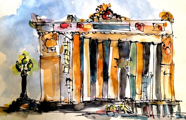 Couldn't resist a 5 min sketch of this imposing gate to enter Gorky Park. isn't it just a park?
