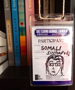 This sketch of my face on the identity card, was the first one on this event