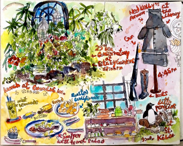 While I was sketching the conservatory, an old British couple breathed over my neck. They were pretty intrigued and while leaving said. "You're clever, aren't you?".