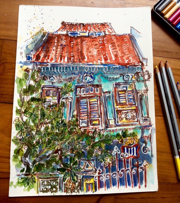 A Blair Road terrace house with Frangipani in its courtyard