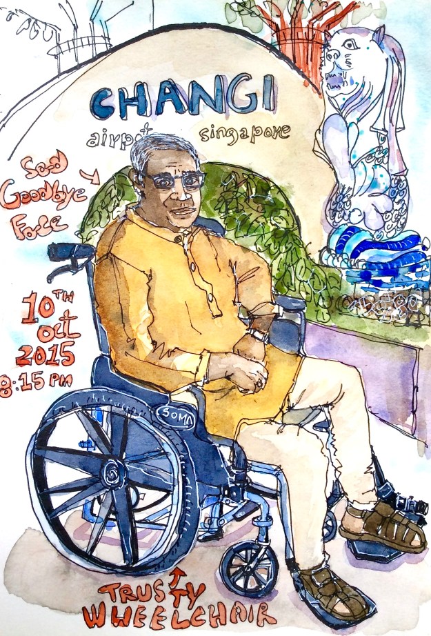 This is the trusty wheelchair that saved the trip - I had to draw it before returning, although the moment wasn't quite agreeable. 